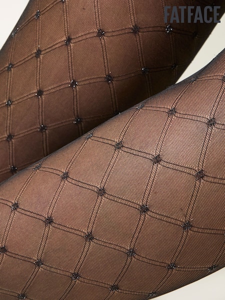 FatFace Black Patterned Sparkle Tights (H15140) | £15