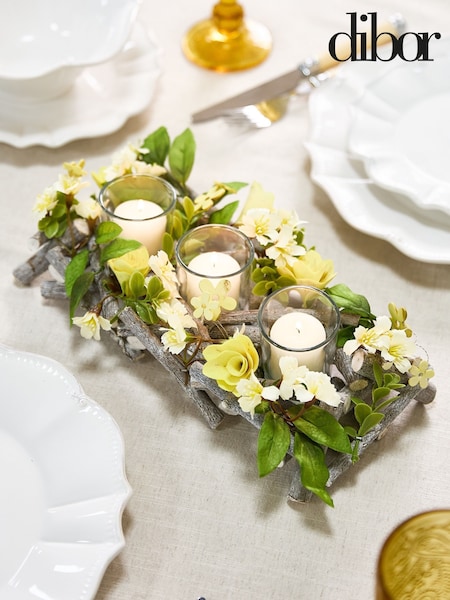 Dibor Hawthorn Floral Triple Candle Holder (H15153) | £25
