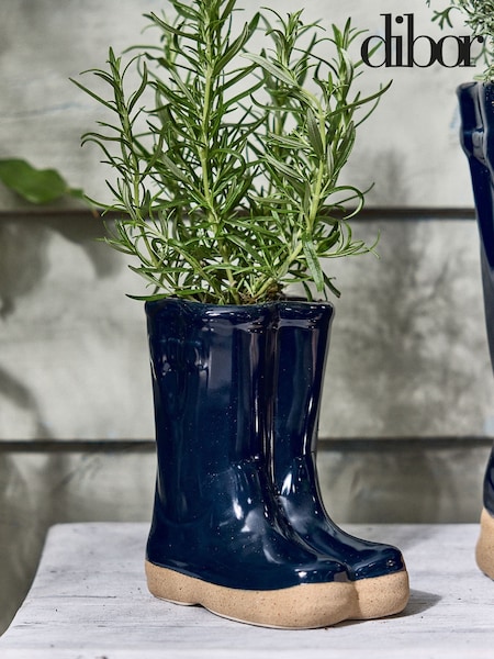 Dibor Blue Double Wellington Small Planter (H15160) | £25