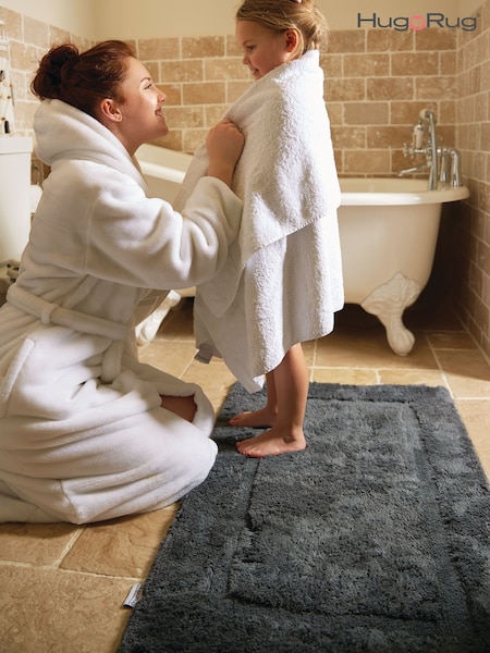 Hug Rug Charcoal Luxury Cotton Large Border Bathmat (H15222) | £50