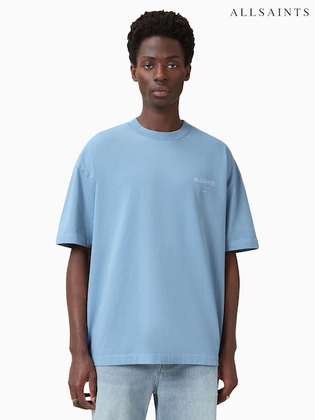 AllSaints Blue 100% Organic Cotton Underground Crew Neck T-Shirt (H15260) | £59