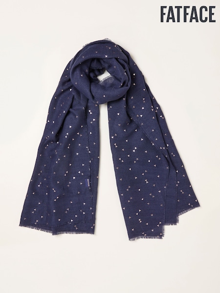 FatFace Navy Triangle Foil Print Scarf (H15271) | £29.50