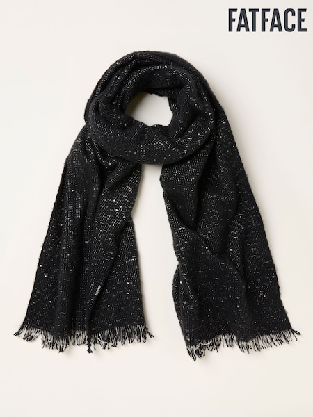 FatFace Black Sparkle Scarf (H15283) | £35