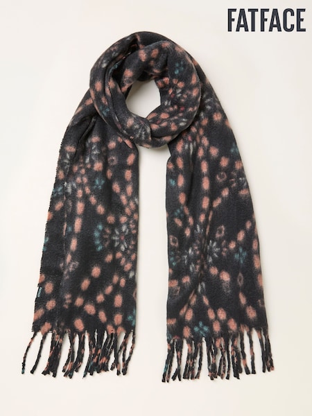 FatFace Black Printed Midweight Scarf (H15291) | £35