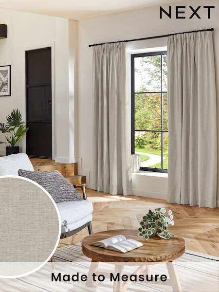 Oyster Natural Bellum Made to Measure Curtains (H15311) | £100