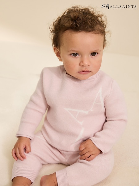 smALLSAINTS Pink Knitted Top and Joggers Baby Girls Set (H15388) | £30 - £32