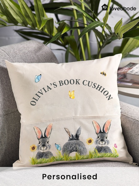 Personalised 100% Cotton Pocket Book Cushion by Loveabode (H15390) | £18