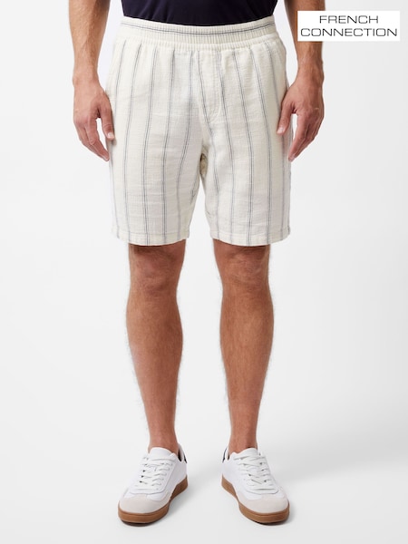 French Connection Natural 100% Cotton Striped Knit Stretch Shorts (H15471) | £49