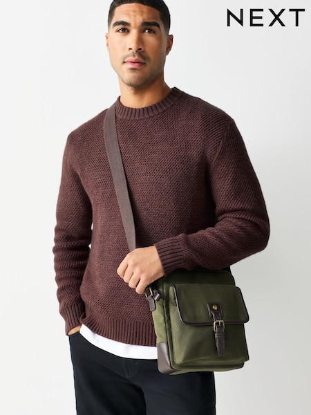 Khaki Green Wax Cotton Cross-Body Bag (H15557) | £50