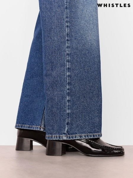 Whistles Black Skye Heeled Loafers (H15575) | £159
