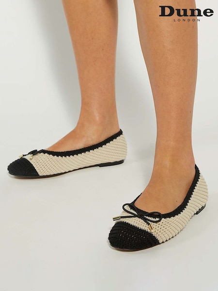 Dune London Cream Highland Crochet Contrast Toe Shoes (H15594) | £79