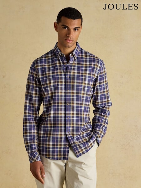 Joules Lightweight Brushed Navy & Pink Flannel Cotton Shirt (H15637) | £39.50