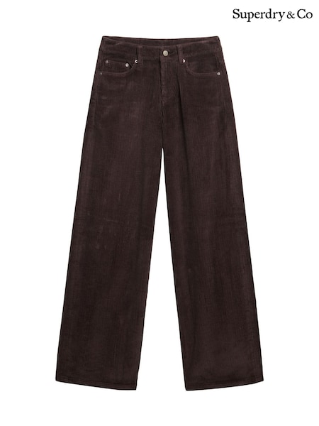 Superdry Brown Mid Rise Baggy Leg Jumbo Cord Trousers (H15676) | £55