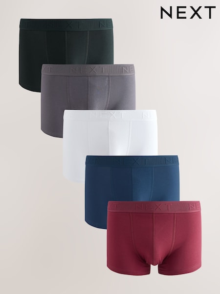 Red/Blue/Grey Hipster Trunks 5 Pack (H15744) | £29