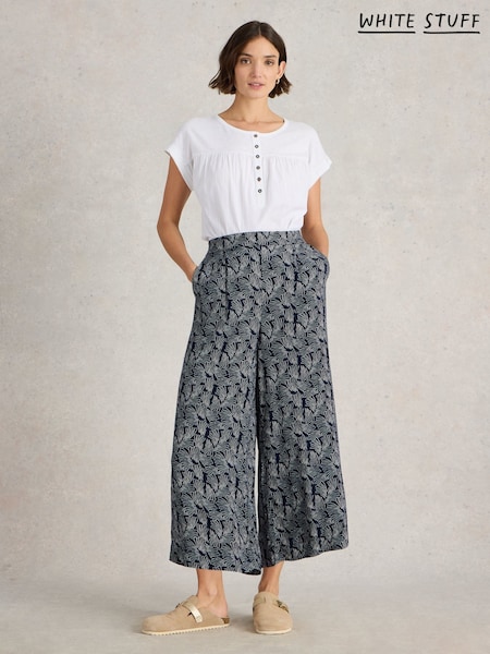 White Stuff Blue Lisette Crinkle Culottes (H15749) | £49