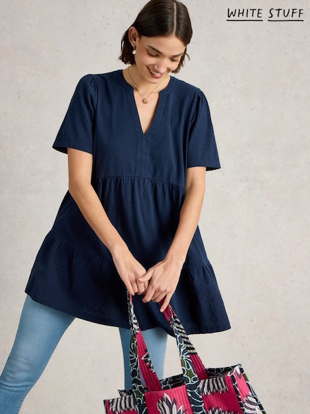 White Stuff Blue Maria Mix 100% Organic Cotton Tunic (H15751) | £49