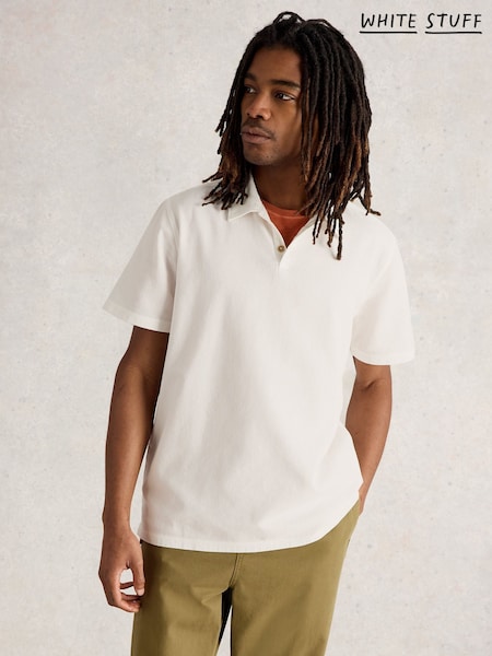 White Stuff Natural Anderby Woven 100% Organic Cotton Polo Shirt (H15771) | £35