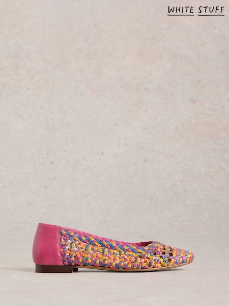 White Stuff Pink Winnie Woven Ballerinas (H15787) | £75