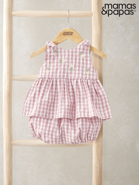 Mamas & Papas Pink Gingham Sleeveless Top & Shorts Set (H15802) | £29