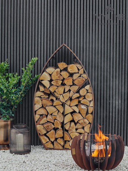 Ivyline Natural Rust Leaf Arch Sculptural Garden Log Storage (H15826) | £400