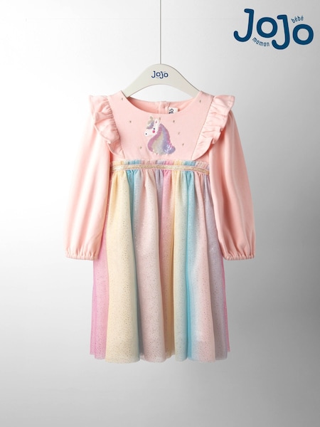 JoJo Maman Bébé Purple Unicorn Appliqué Tulle Party Dress (H15849) | £36 - £42