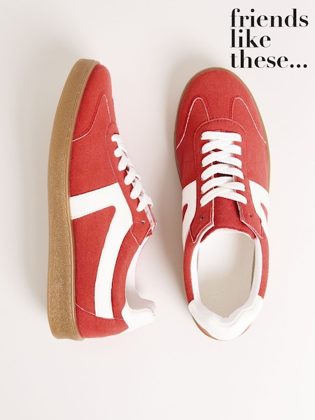 Friends Like These Red Lace Up Retro Gumsole Sports Trainers (H15994) | £34