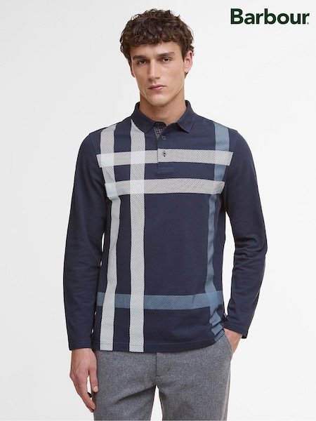 Barbour® Blue Blaine Tailored Long Sleeve Polo Shirt (H16013) | £80