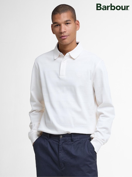 Barbour® White Waketown Tailored Longsleeve Polo Shirt (H16017) | £90