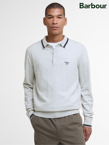 Barbour® Grey Rocton Knitted Polo Shirt (H16022) | £100