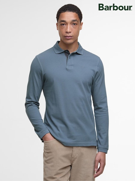 Barbour® Blue Stone Essential Long Sleeve Sports Polo Shirt (H16025) | £60