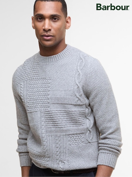 Barbour® Grey Casey Cable Crew Neck Sweater (H16046) | £119