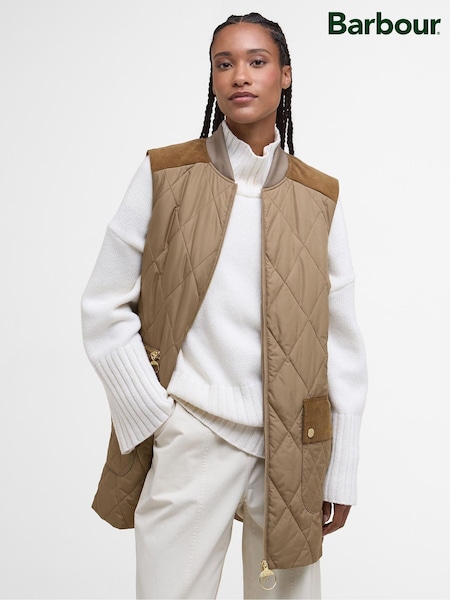 Barbour® Brown Lydia Diamond Quilt Gilet (H16087) | £149