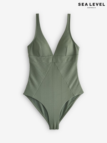 Sea Level Green Caracus Scoop Back Panel Line Swimsuits 1 Piece (H16132) | £105