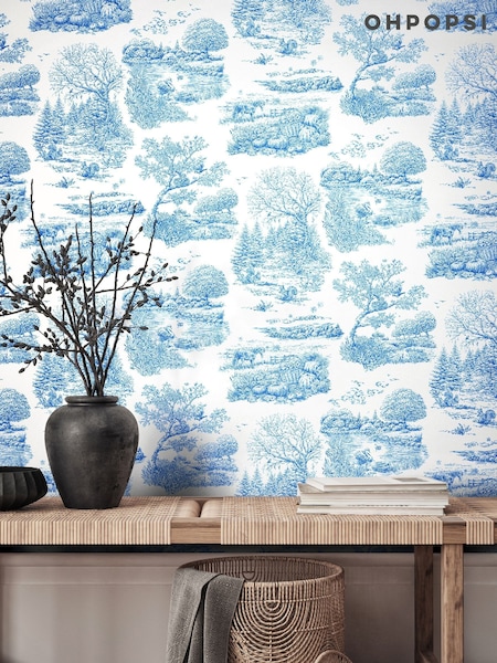 Ohpopsi Cobalt Eve Toile Wallpaper (H16273) | £73