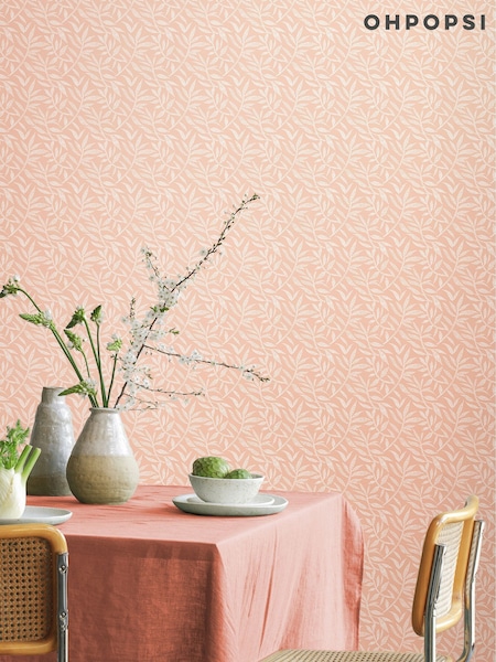 Ohpopsi Apricot Dotty Leaf Print Wallpaper (H16282) | £73