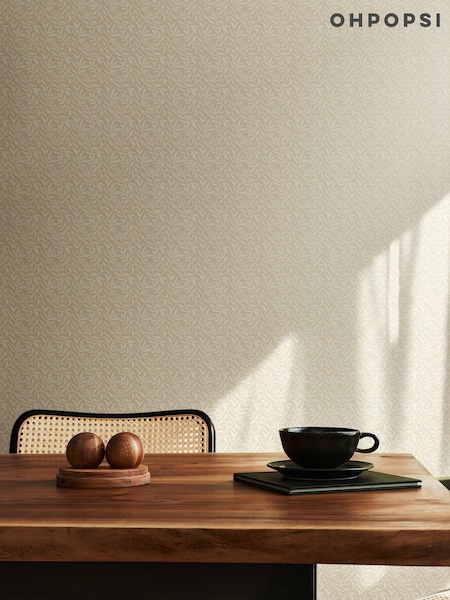 Ohpopsi Dark Linen Dotty Leaf Print Wallpaper (H16294) | £73