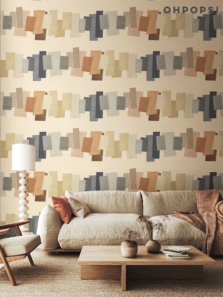 Ohpopsi Gingerbread Latte Offset Blocks Wallpaper (H16321) | £83