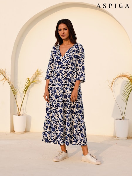 Aspiga Cream Emma EcoVero Midi Dress (H16339) | £130