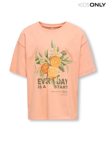 ONLY KIDS Oversized Pink Graphic Print T-Shirt (H16397) | £14