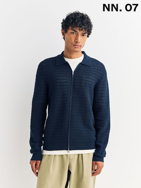 NN.07 Blue Gustav Long Sleeve ZIp Cardigan (H16406) | £175