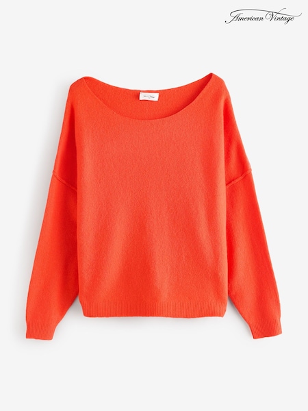 American Vintage Red Damsville Long Sleeve Boat Neck Jumper (H16426) | £110