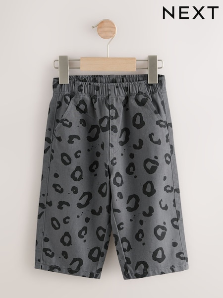 Charcoal Grey Leopard Print Pull On Wide Trousers (3mths-7yrs) (H16446) | £11 - £13