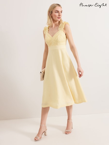 Phase Eight Yellow Hannah Linen Dress (H16643) | £169
