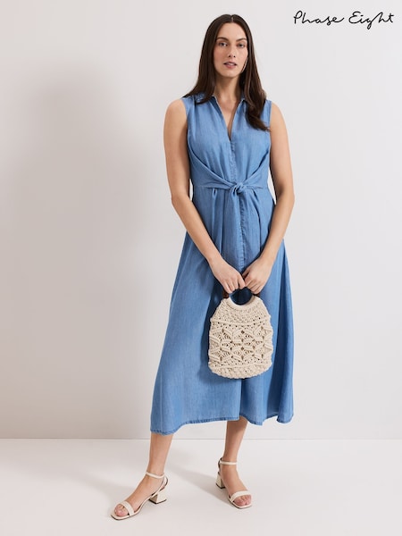Phase Eight Blue Becky Chambray Dress (H16654) | £99