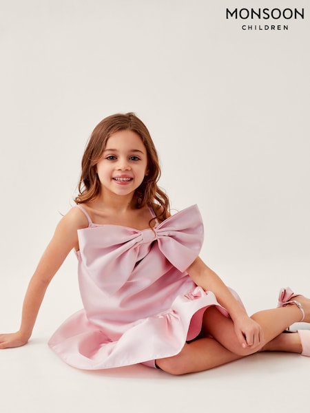 Monsoon Pink Willow Duchess Bow Dress (H16684) | £45 - £55