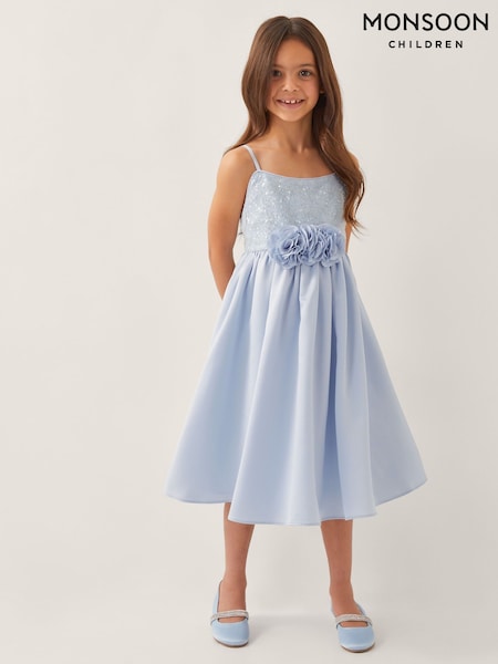 Monsoon Blue Orelia Strappy Sequin Satin Dress (H16703) | £55