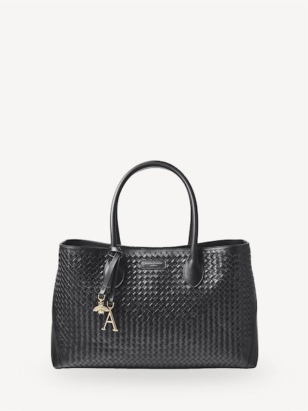 Aspinal of London Black London Tote Slot Weave Leather Bag (H16766) | £750