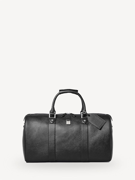Aspinal of London Black Grain Leather Boston Travel Bag (H16769) | £795