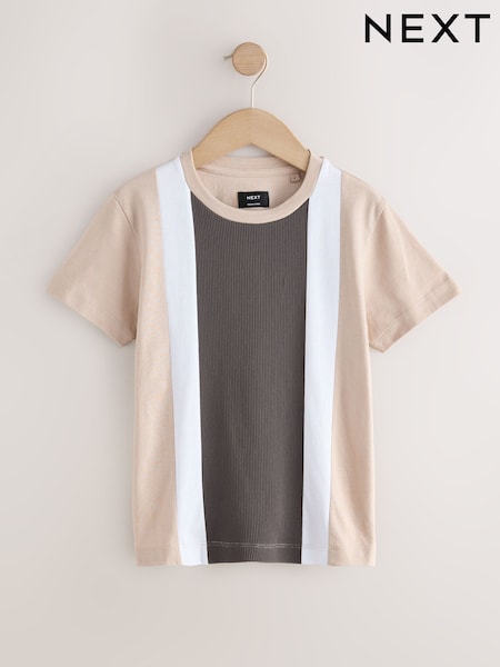 Natural Colourblock Short Sleeve T-Shirt (3-16yrs) (H16802) | £12 - £15