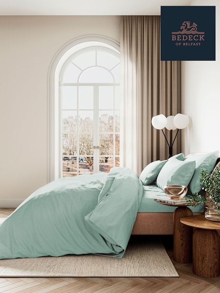 Bedeck of Belfast Celadon 400 Thread Count 100 Cotton Sateen Duvet Cover and Set (H16854) | £80 - £110